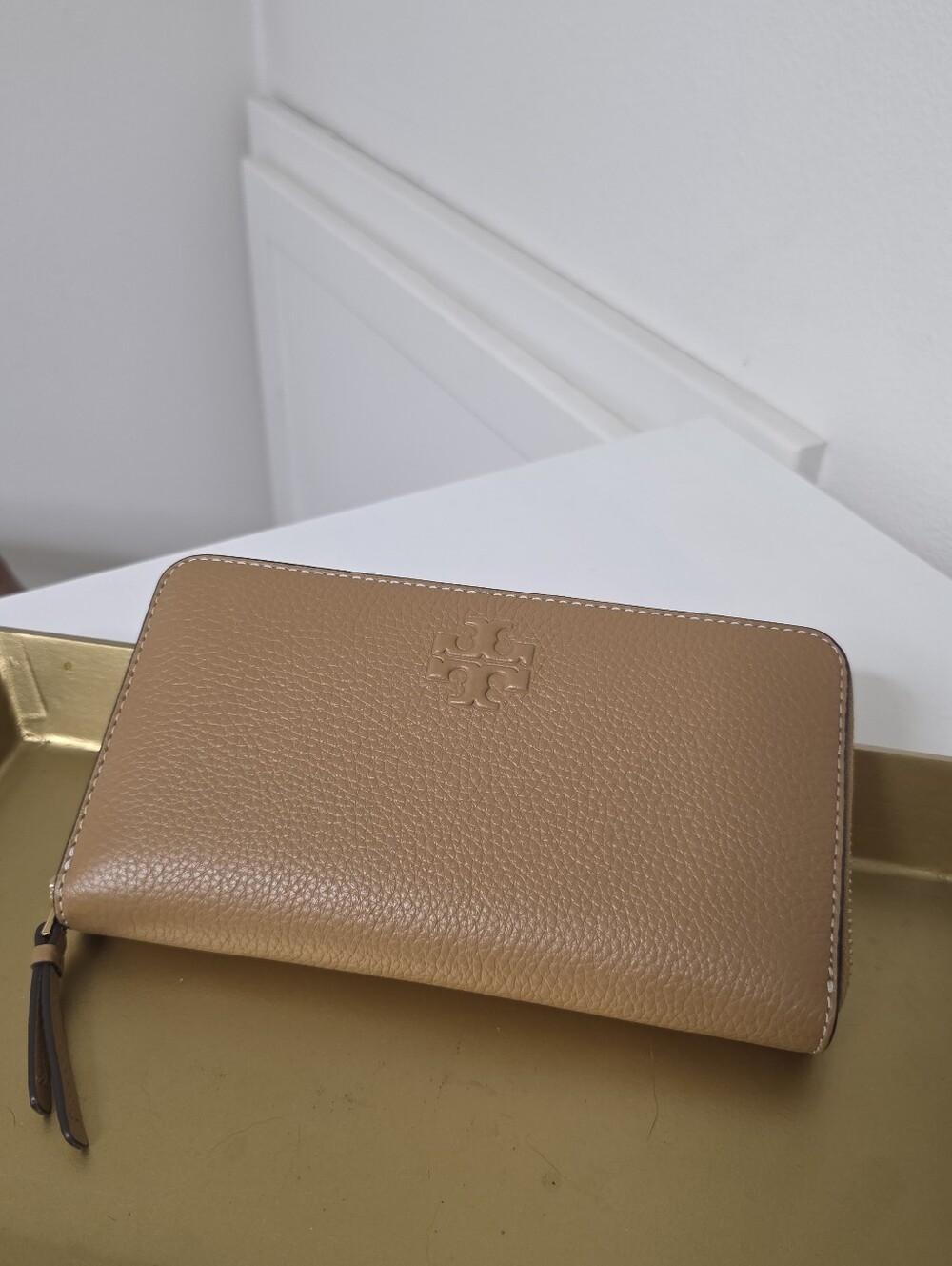 Tory Burch Tan Zip-Around Leather Wallet